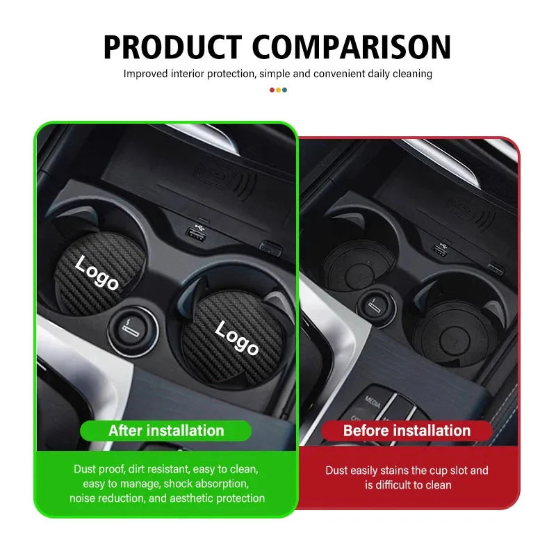 Leather Car Coaster Anti-Slip Water Cup Slot Pad for Toyota Corolla Yaris Aygo Prius RAV4 Crown CHR Camry Auris Verso
