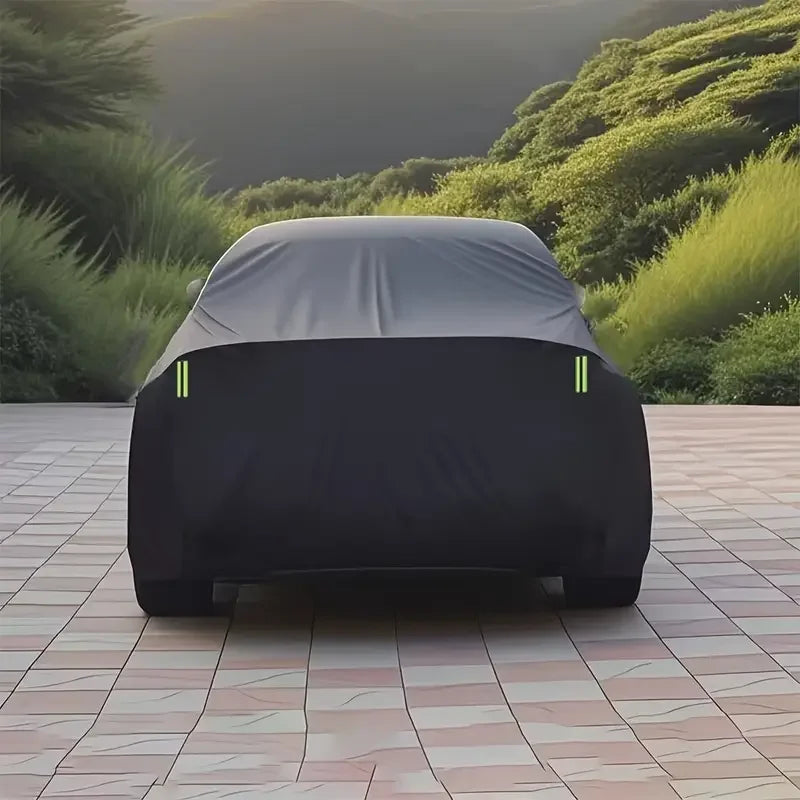 Black Scratch-Resistant Car Cover - Dustproof & Sun-Resistant, Comprehensive Protection for Various Car Models, Outdoor Parking