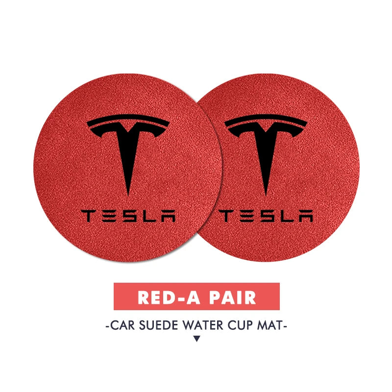 2Pcs Universal Car Coaster Sheepskin Water Cup Pad Non-Slip Mat for Model 3 S Y X