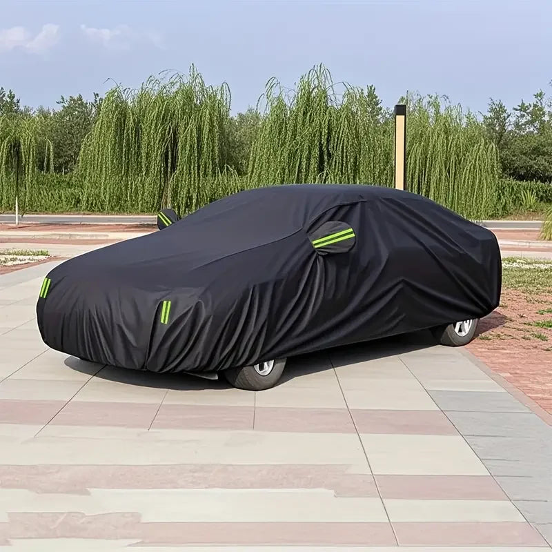 Black Scratch-Resistant Car Cover - Dustproof & Sun-Resistant, Comprehensive Protection for Various Car Models, Outdoor Parking