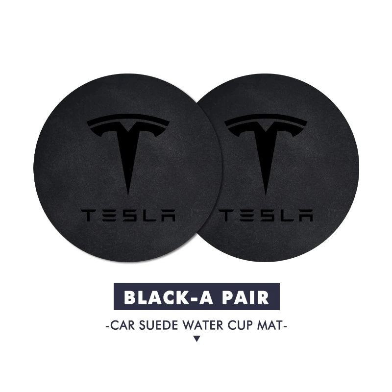 2Pcs Universal Car Coaster Sheepskin Water Cup Pad Non-Slip Mat for Model 3 S Y X