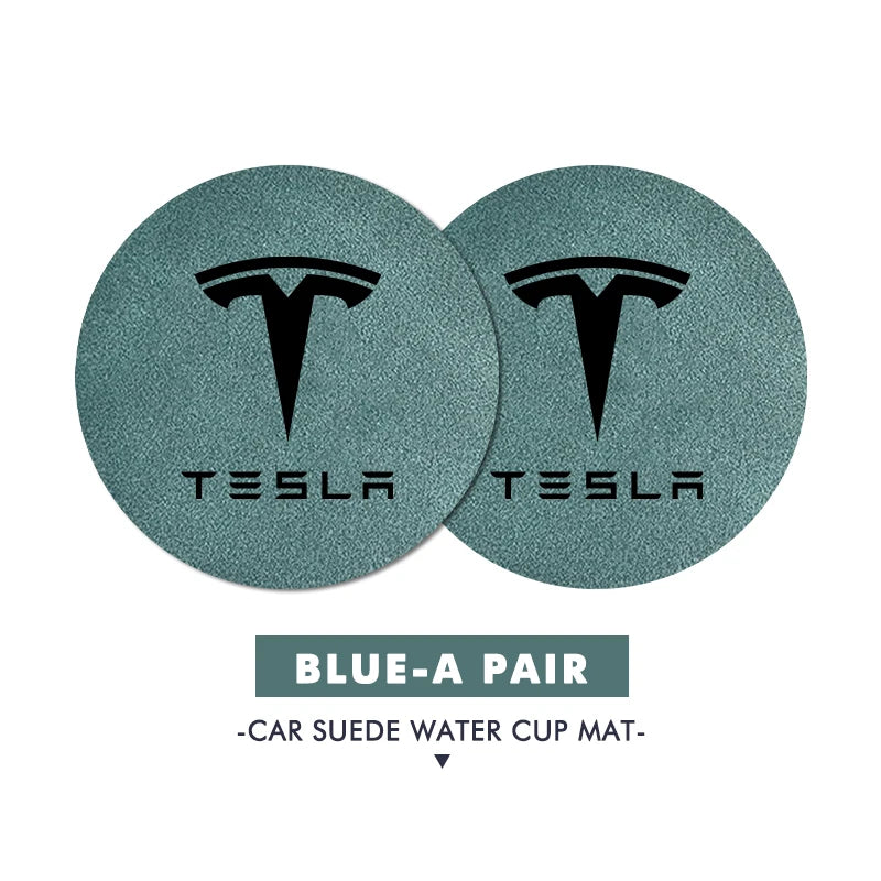 2Pcs Universal Car Coaster Sheepskin Water Cup Pad Non-Slip Mat for Model 3 S Y X