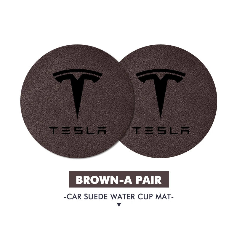 2Pcs Universal Car Coaster Sheepskin Water Cup Pad Non-Slip Mat for Model 3 S Y X