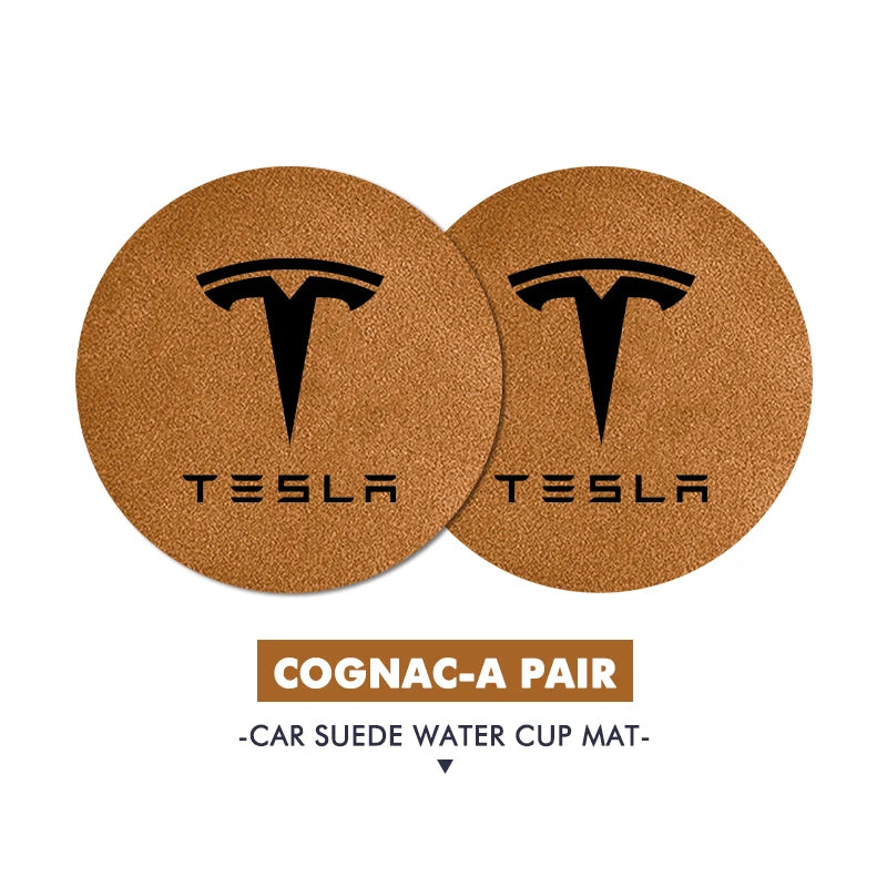 2Pcs Universal Car Coaster Sheepskin Water Cup Pad Non-Slip Mat for Model 3 S Y X