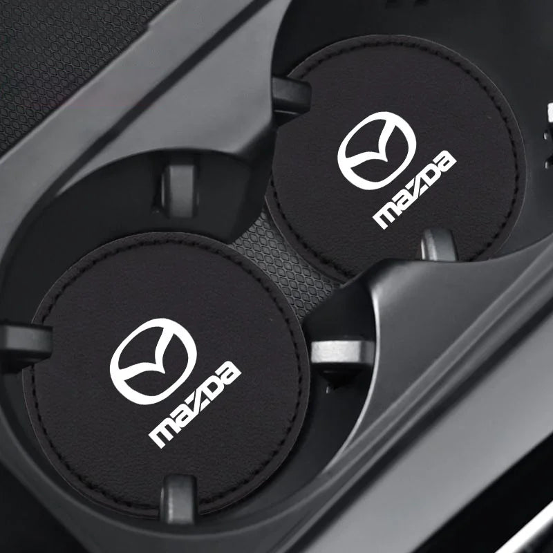 Car Interior Leather Coaster Water Cup Bottle Holder Anti-Slip Pad Mat for Mazda 2 3 6 8 RX8 MX3 CX4 CX-5 CX-7 CX-9 CX-3 Atenza