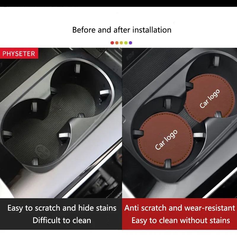 Car Interior Leather Coaster Water Cup Bottle Holder Anti-Slip Pad Mat for Mazda 2 3 6 8 RX8 MX3 CX4 CX-5 CX-7 CX-9 CX-3 Atenza