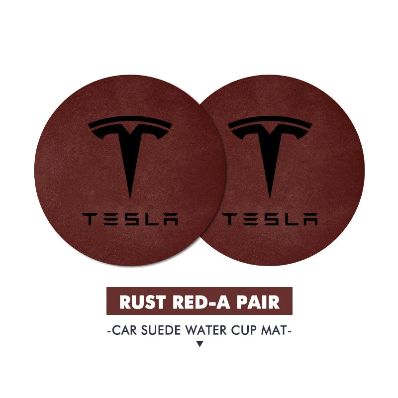 2Pcs Universal Car Coaster Sheepskin Water Cup Pad Non-Slip Mat for Model 3 S Y X
