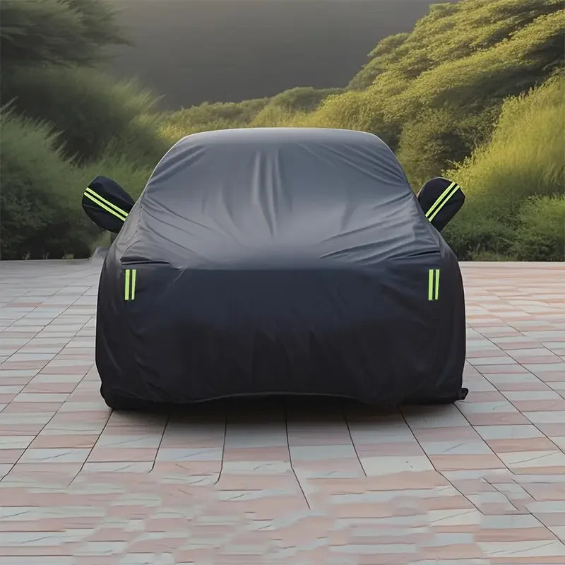 Black Scratch-Resistant Car Cover - Dustproof & Sun-Resistant, Comprehensive Protection for Various Car Models, Outdoor Parking