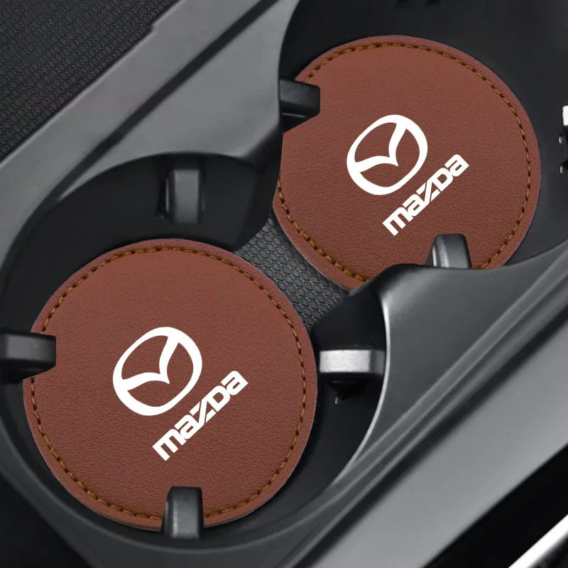 Car Interior Leather Coaster Water Cup Bottle Holder Anti-Slip Pad Mat for Mazda 2 3 6 8 RX8 MX3 CX4 CX-5 CX-7 CX-9 CX-3 Atenza