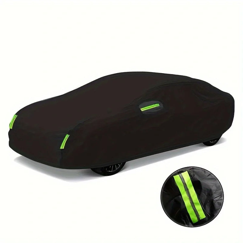 Black Scratch-Resistant Car Cover - Dustproof & Sun-Resistant, Comprehensive Protection for Various Car Models, Outdoor Parking