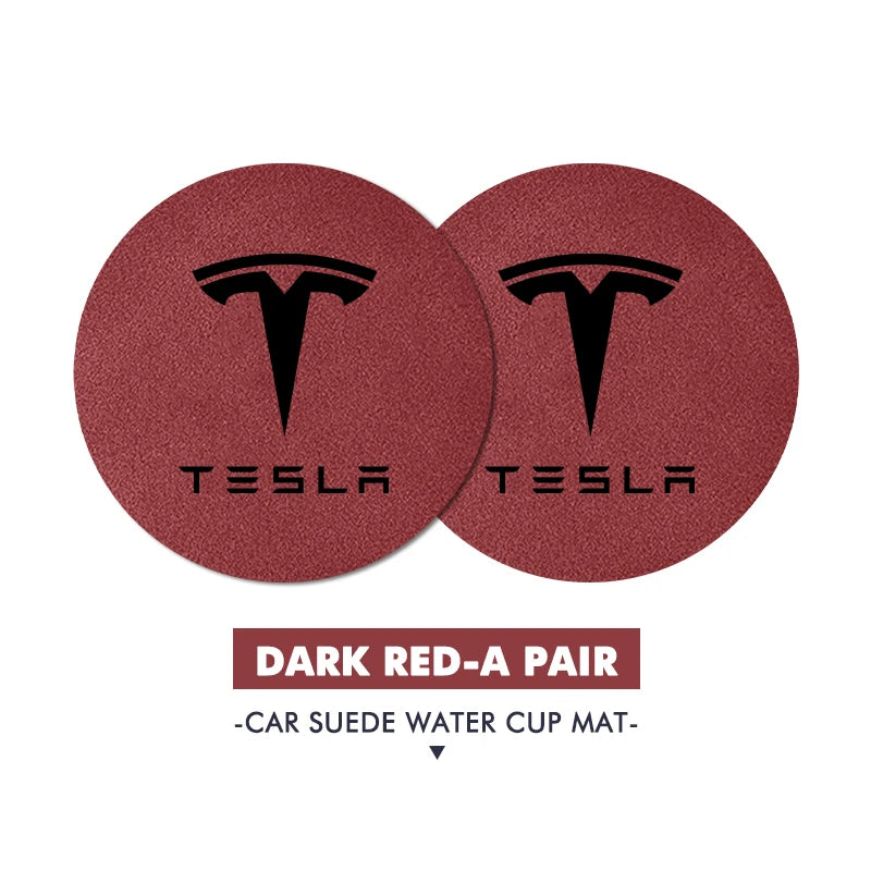 2Pcs Universal Car Coaster Sheepskin Water Cup Pad Non-Slip Mat for Model 3 S Y X