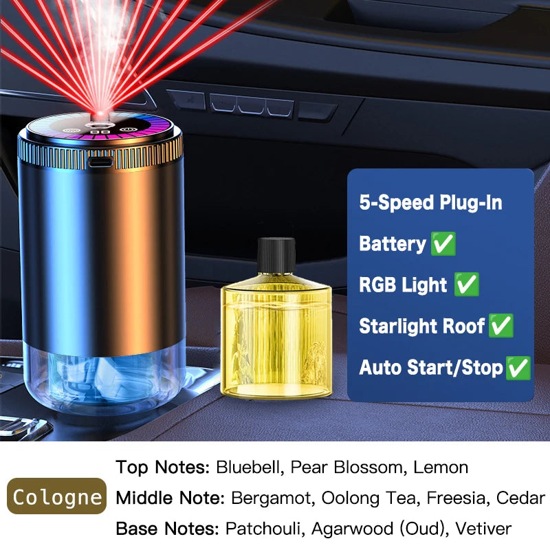 Car Diffuser Fragrance Smart Aroma Air Aromatherapy Humidifier Freshener Rechargeable Interior Accessories Perfume Oil Mounted