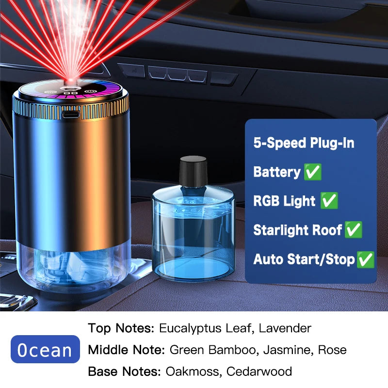 Car Diffuser Fragrance Smart Aroma Air Aromatherapy Humidifier Freshener Rechargeable Interior Accessories Perfume Oil Mounted