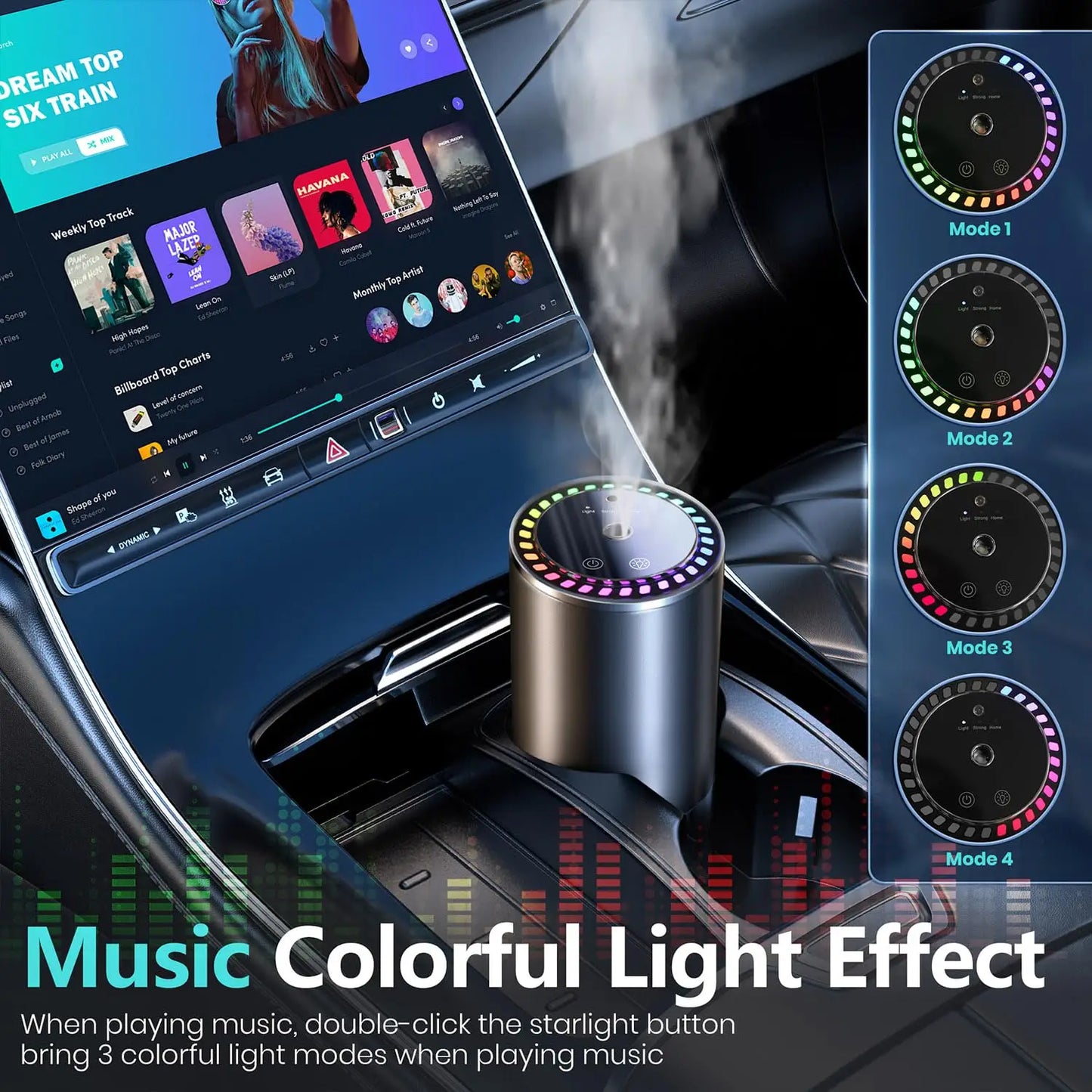 Car Diffuser Fragrance Smart Aroma Air Aromatherapy Humidifier Freshener Rechargeable Interior Accessories Perfume Oil Mounted
