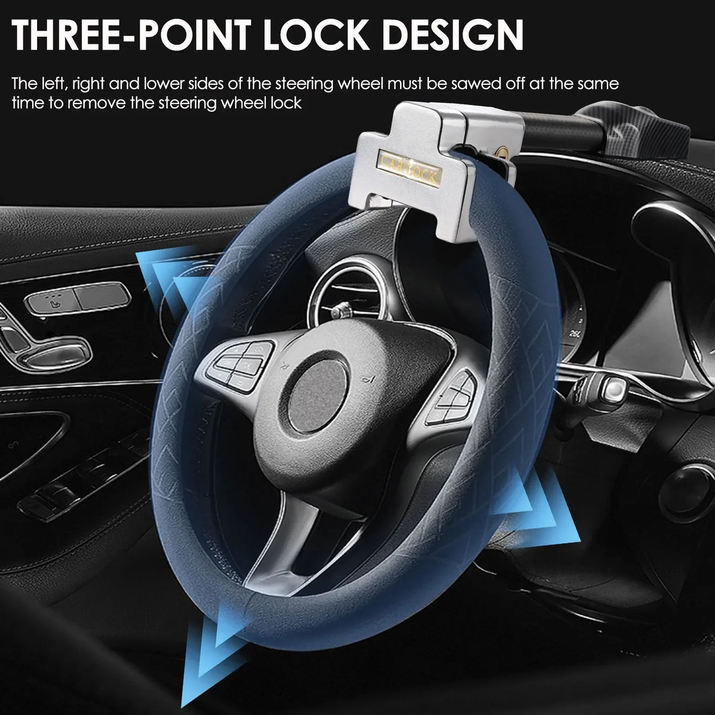 Steering Wheel Lock with Alarm 120Db Steering Wheel Crook Locks for Cars Lock Anti-Theft Device Heavy Duty Alloy Steel General