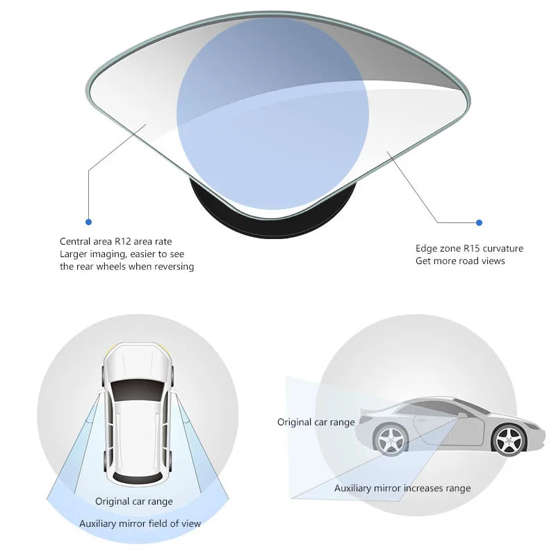 2Pcs round Frame Convex Blind Spot Mirror Safety Driving Wide-Angle 360 Degree Adjustable Clear Rearview Mirror Car Accessories