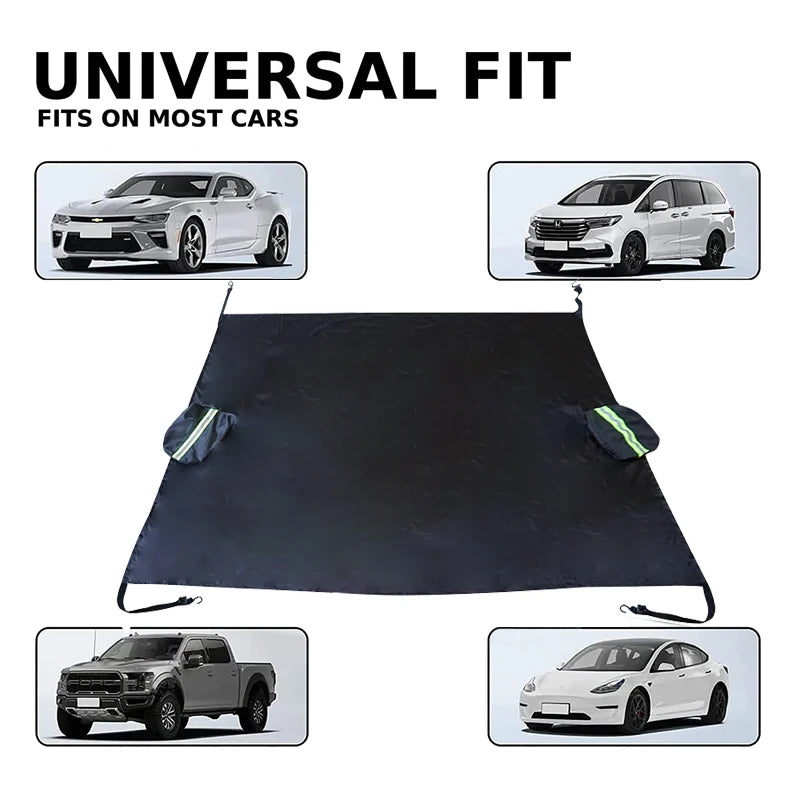 Universal Oxford Fabric Car Front Windscreen Cover Car Windshield Snow Sun Shade Cover with Reflective Stripe Winter Snow Cover