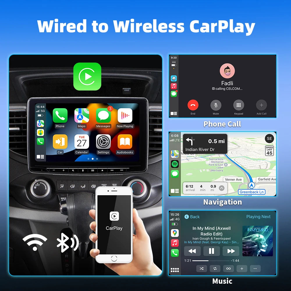 2 In 1 Wireless Carplay Dongle Wireless Android Auto/ Apple Carplay Adapter AI Smart Box for Car with Wired Carplay Car Intelligent Systems