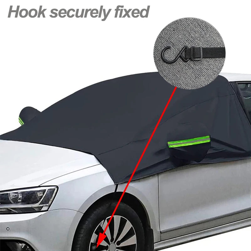 Universal Oxford Fabric Car Front Windscreen Cover Car Windshield Snow Sun Shade Cover with Reflective Stripe Winter Snow Cover