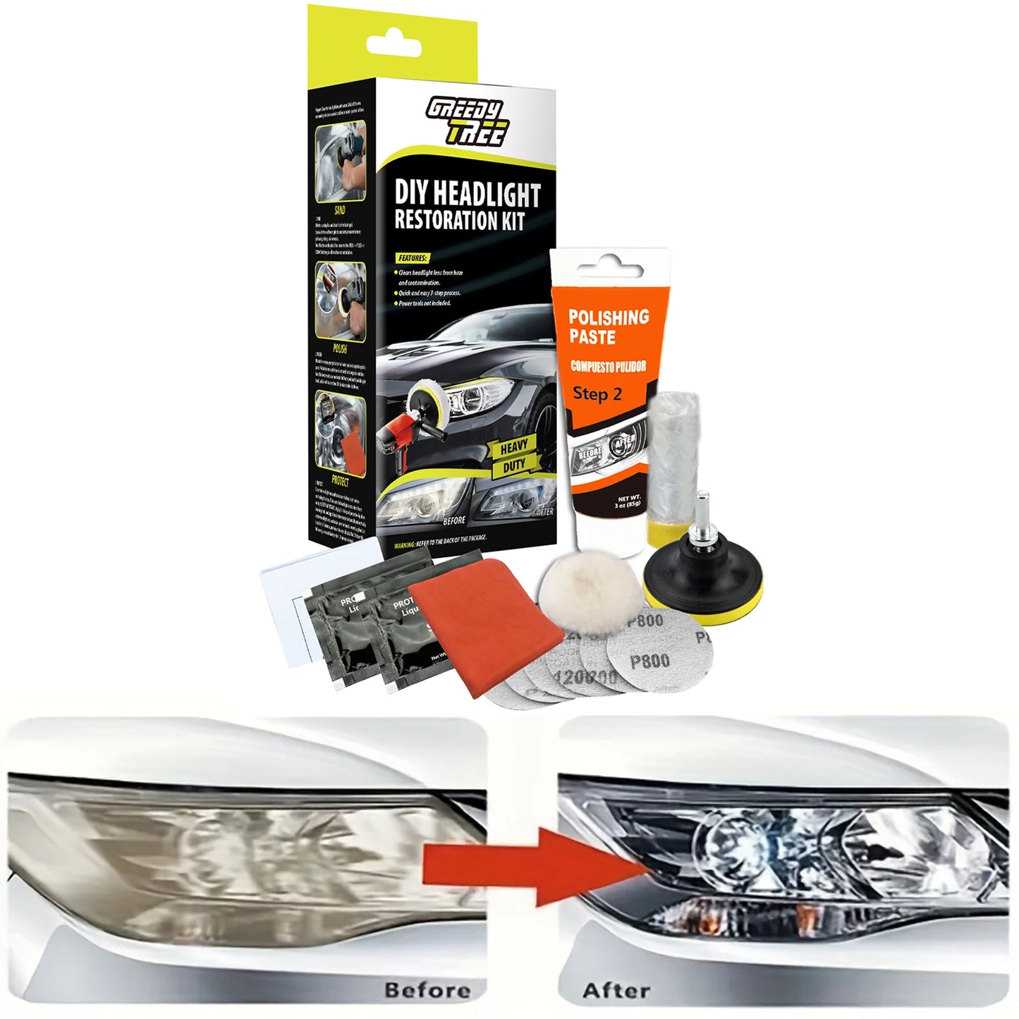 Car Headlight Polish Restoration Kit Automotive Headlight Care Tool Headlight Restoration Kit Car Headlight Restoration Liquid