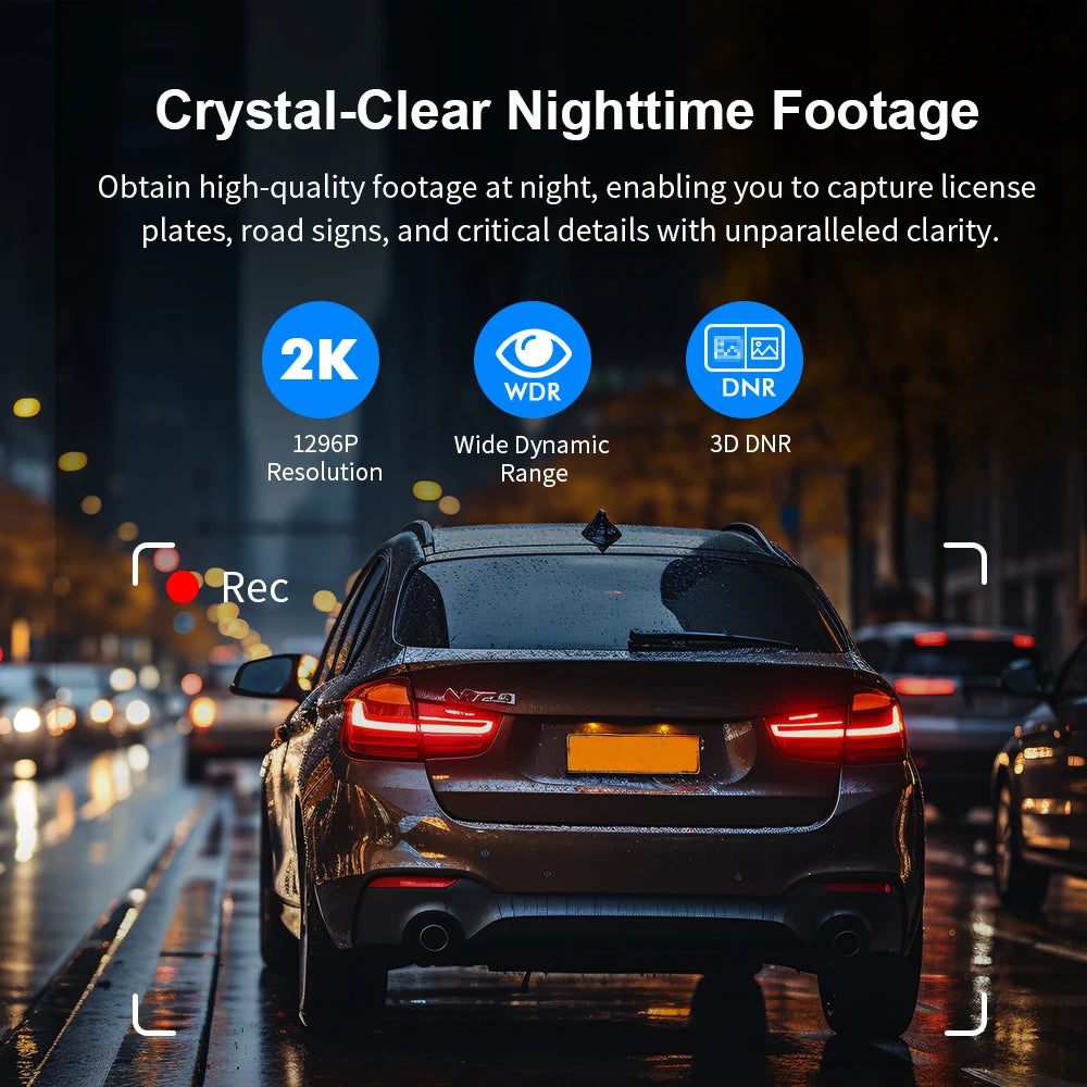 Dash Cam for Cars D5 Video Recorder 2K Dash Camera QHD DVR Voice Control 24H Parking Wifi APP Monitor WDR G-Sensor Dashcam
