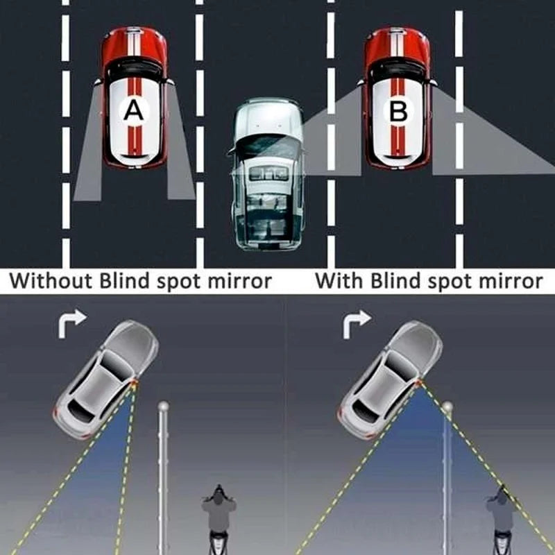 2Pcs round Frame Convex Blind Spot Mirror Safety Driving Wide-Angle 360 Degree Adjustable Clear Rearview Mirror Car Accessories