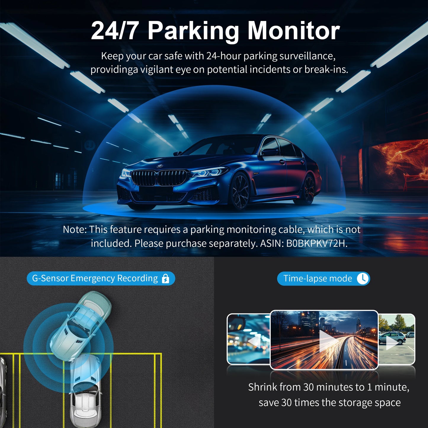 Dash Cam for Cars D5 Video Recorder 2K Dash Camera QHD DVR Voice Control 24H Parking Wifi APP Monitor WDR G-Sensor Dashcam