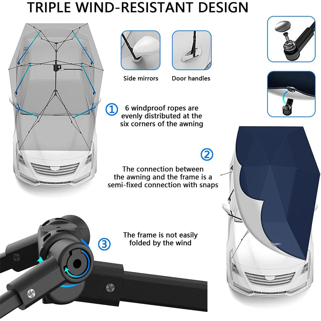 Car Umbrella Fully-Automatic Awning Tent Auto Smart Insulated Cover Outdoor Waterproof Folded Canopy Cover Sun Shade Car Tent