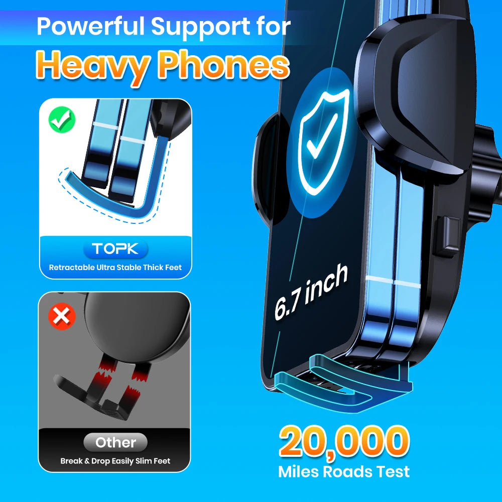TOPK D36-S Car Phone Holder Mount - Metal Hook Cell Phone Holder for Car Air Vent for All Phones