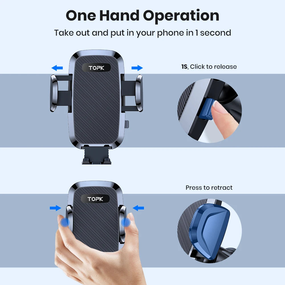 TOPK D36-S Car Phone Holder Mount - Metal Hook Cell Phone Holder for Car Air Vent for All Phones