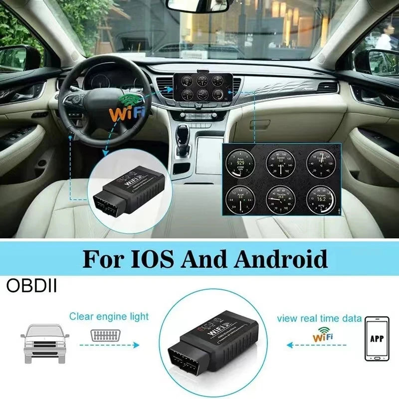 OBD2 WIFI ELM327 V1.5 Scanner Car Code Reader Diagnostic Tool for Iphone IOS /Android Automotive Fault Detector