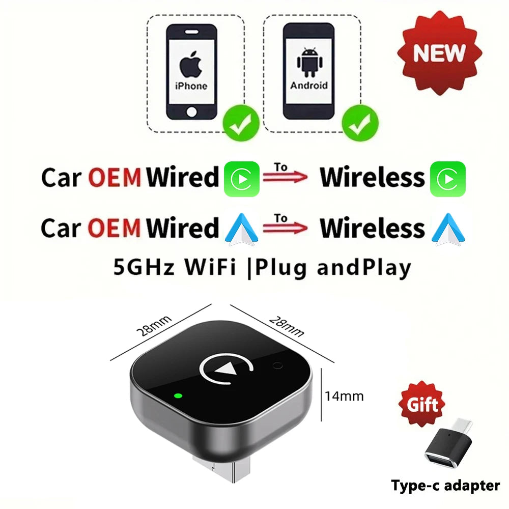 2 In 1 Wireless Carplay Dongle Wireless Android Auto/ Apple Carplay Adapter AI Smart Box for Car with Wired Carplay Car Intelligent Systems