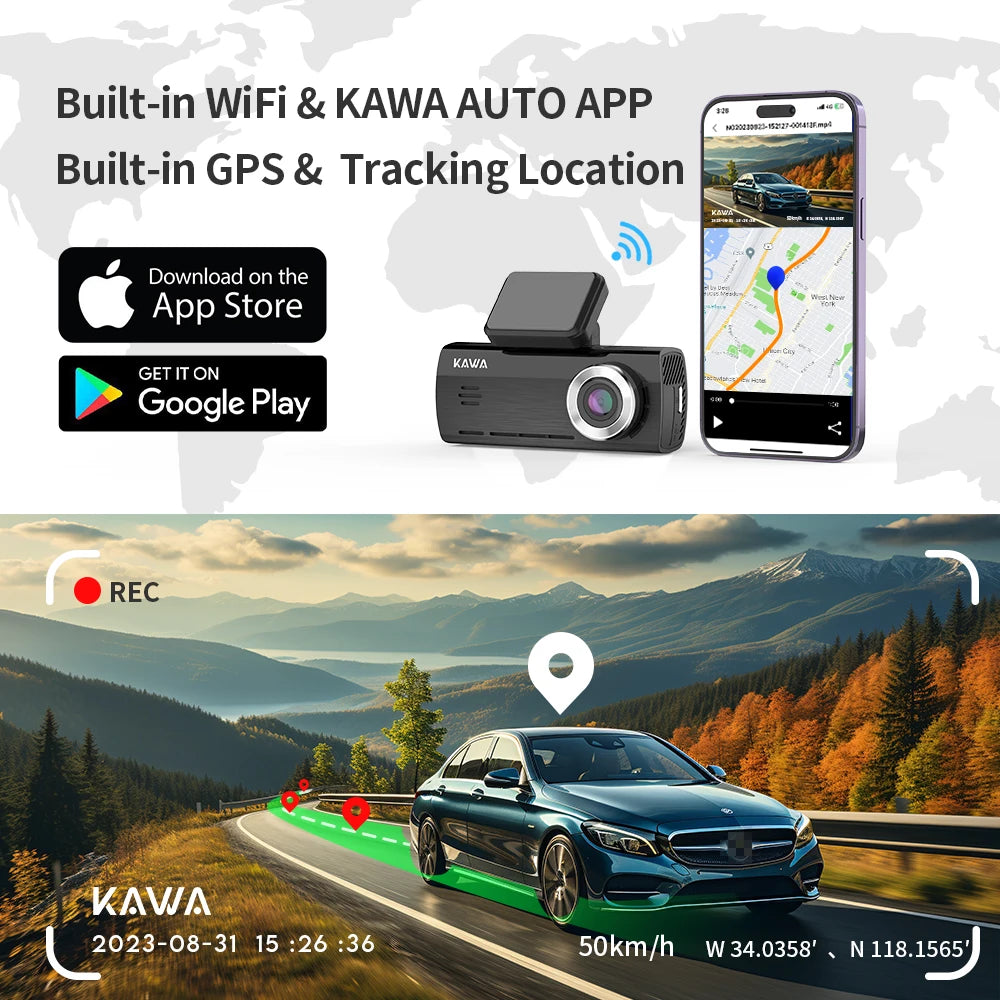 Dash Cam 4K Front & 1080P Rear Camera DVR Video Recorder Sony IMX415 Voice Control GPS Wifi 24H Parking Dashcam D8