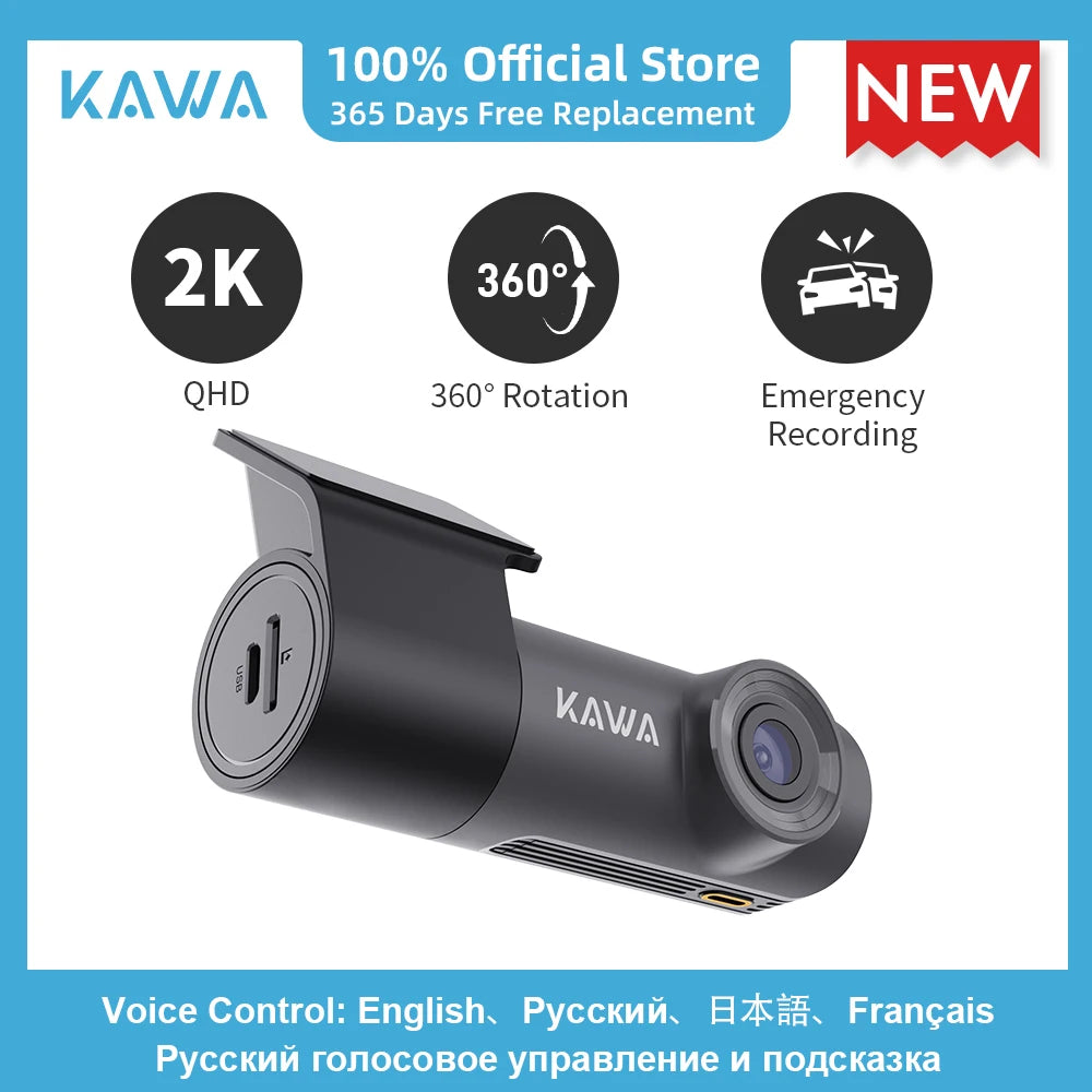 Dash Cam for Cars D5 Video Recorder 2K Dash Camera QHD DVR Voice Control 24H Parking Wifi APP Monitor WDR G-Sensor Dashcam
