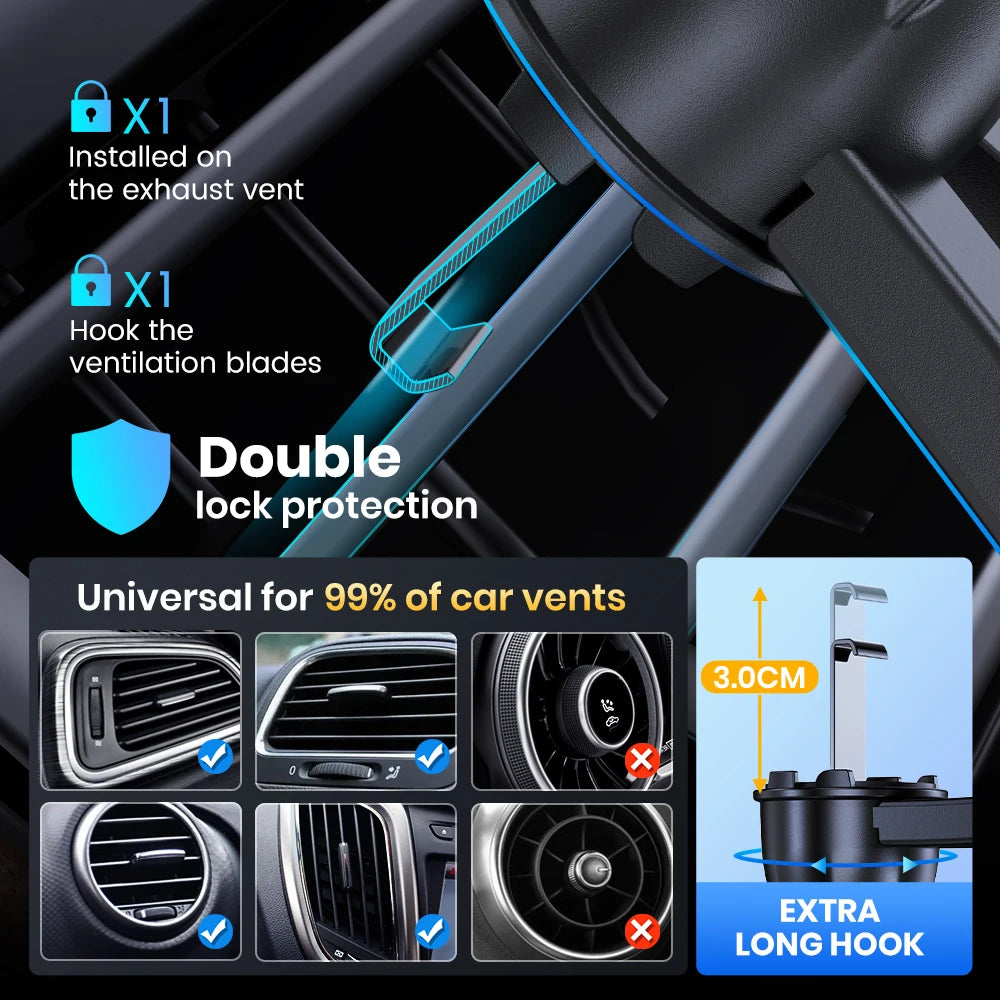 TOPK D36-S Car Phone Holder Mount - Metal Hook Cell Phone Holder for Car Air Vent for All Phones