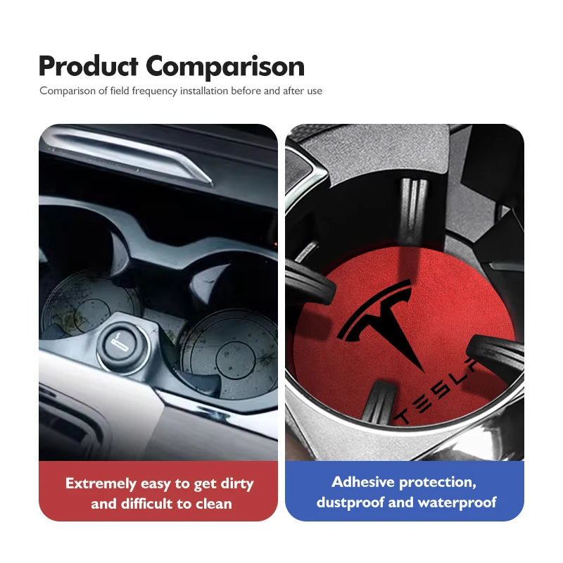 2Pcs Universal Car Coaster Sheepskin Water Cup Pad Non-Slip Mat for Model 3 S Y X