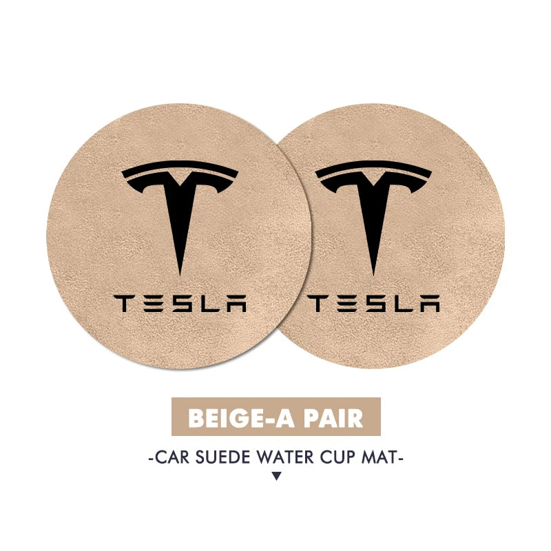 2Pcs Universal Car Coaster Sheepskin Water Cup Pad Non-Slip Mat for Model 3 S Y X