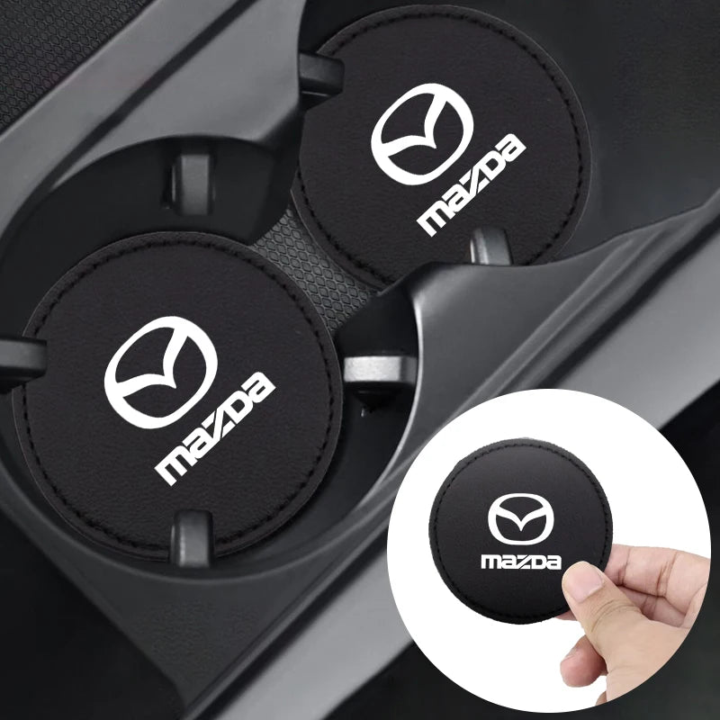 Car Interior Leather Coaster Water Cup Bottle Holder Anti-Slip Pad Mat for Mazda 2 3 6 8 RX8 MX3 CX4 CX-5 CX-7 CX-9 CX-3 Atenza