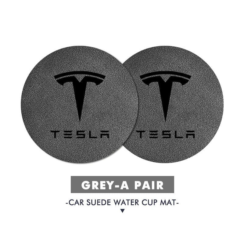 2Pcs Universal Car Coaster Sheepskin Water Cup Pad Non-Slip Mat for Model 3 S Y X