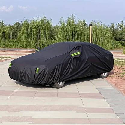 Black Scratch-Resistant Car Cover - Dustproof & Sun-Resistant, Comprehensive Protection for Various Car Models, Outdoor Parking