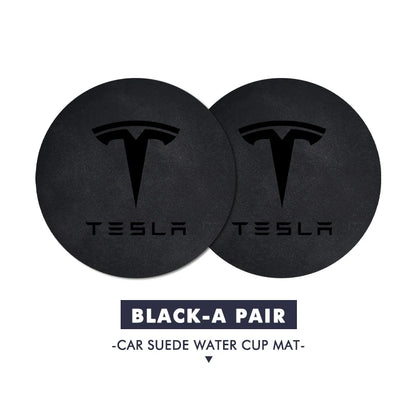 2Pcs Universal Car Coaster Sheepskin Water Cup Pad Non-Slip Mat for  Model 3 S Y X