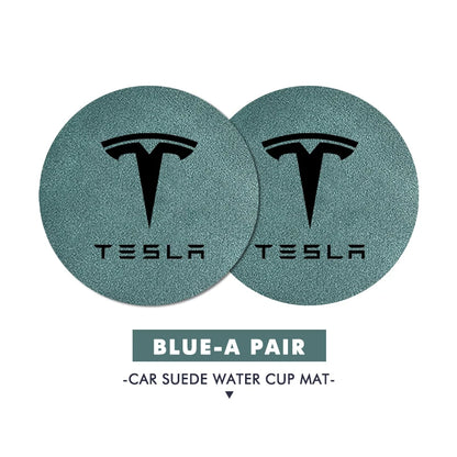2Pcs Universal Car Coaster Sheepskin Water Cup Pad Non-Slip Mat for  Model 3 S Y X