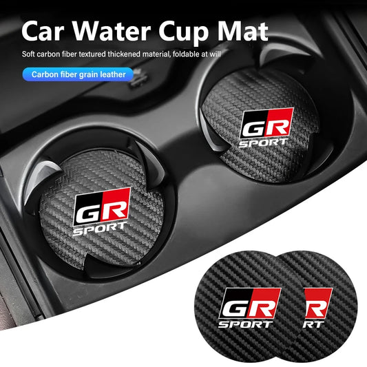 Leather Car Coaster Anti-Slip Water Cup Slot Pad for Toyota Corolla Yaris Aygo Prius RAV4 Crown CHR Camry Auris Verso