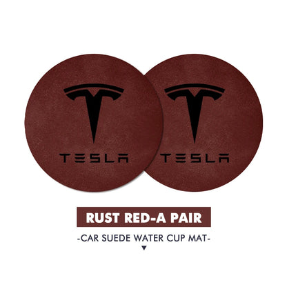 2Pcs Universal Car Coaster Sheepskin Water Cup Pad Non-Slip Mat for  Model 3 S Y X