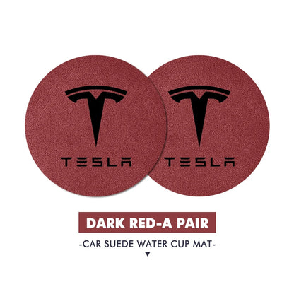 2Pcs Universal Car Coaster Sheepskin Water Cup Pad Non-Slip Mat for  Model 3 S Y X