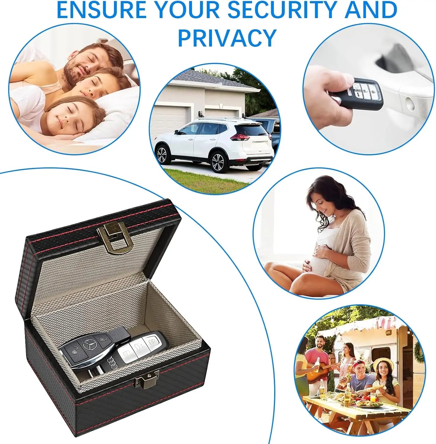 Anti Theft Faraday Box with Bag for Key Fob Cage RFID Faraday Key Fob Protector Radiation-Proof Mobile Phone Box Car Keyless