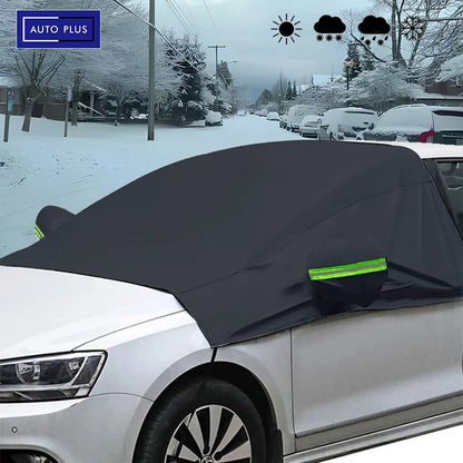 Universal Oxford Fabric Car Front Windscreen Cover Car Windshield Snow Sun Shade Cover with Reflective Stripe Winter Snow Cover