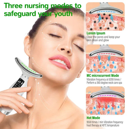 EMS Neck Face Lifter Neck Face Lifting Massager Skin Tighten Device LED Photon Therapy anti Wrinkle Double Chin Remover 7 Modes