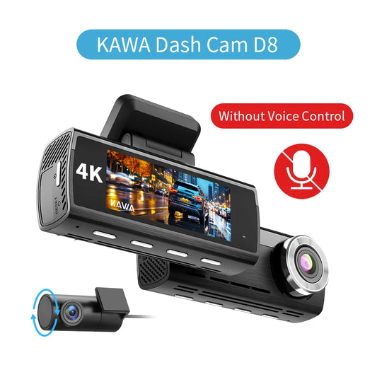 Dash Cam 4K Front & 1080P Rear Camera DVR Video Recorder Sony IMX415 Voice Control GPS Wifi 24H Parking Dashcam D8