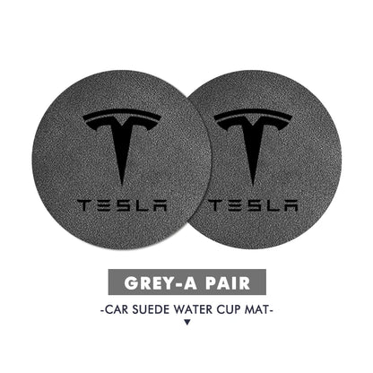 2Pcs Universal Car Coaster Sheepskin Water Cup Pad Non-Slip Mat for  Model 3 S Y X